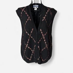 Pendleton Vintage 100% Virgin Wool Black Knit Sweater Vest - Size XL